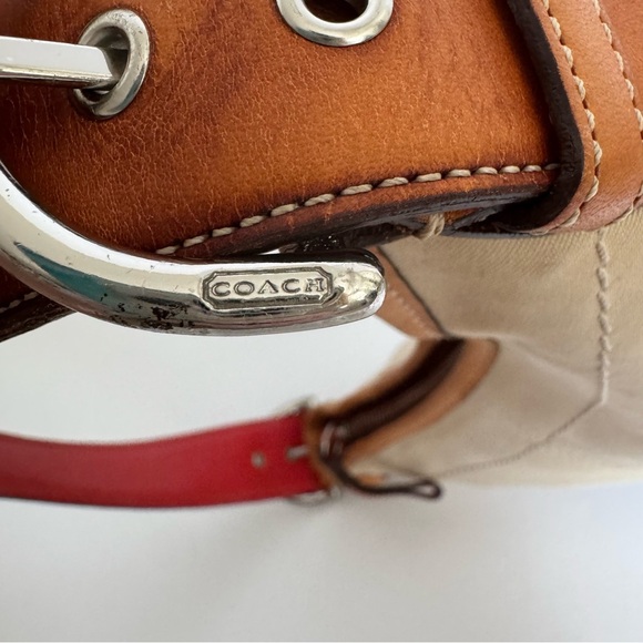 Vintage Coach 9508 Hobo Buckle Bag – Beige Twill & Brown Leather - Picture 11 of 14